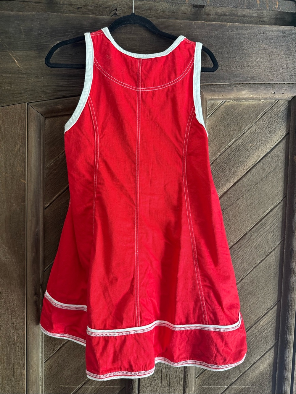 Anthropologie Red Sleeveless A-Line Dress with White Trim - Picture 2 of 2